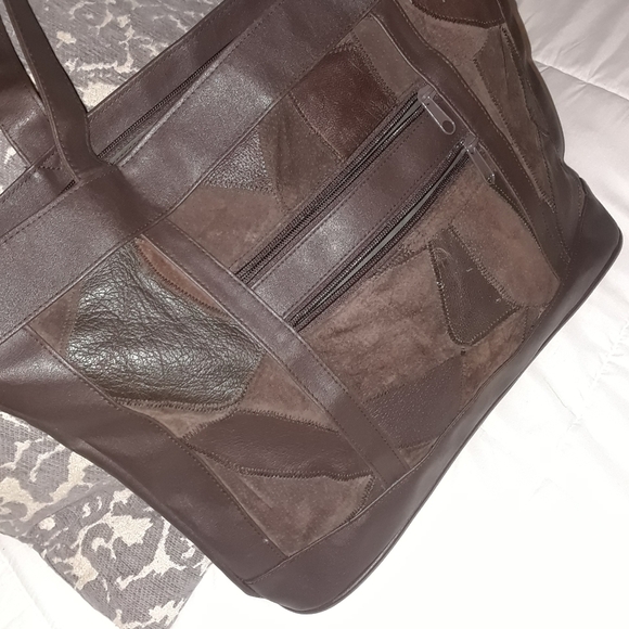 80s style moms leather brown patch purse - Picture 7 of 9